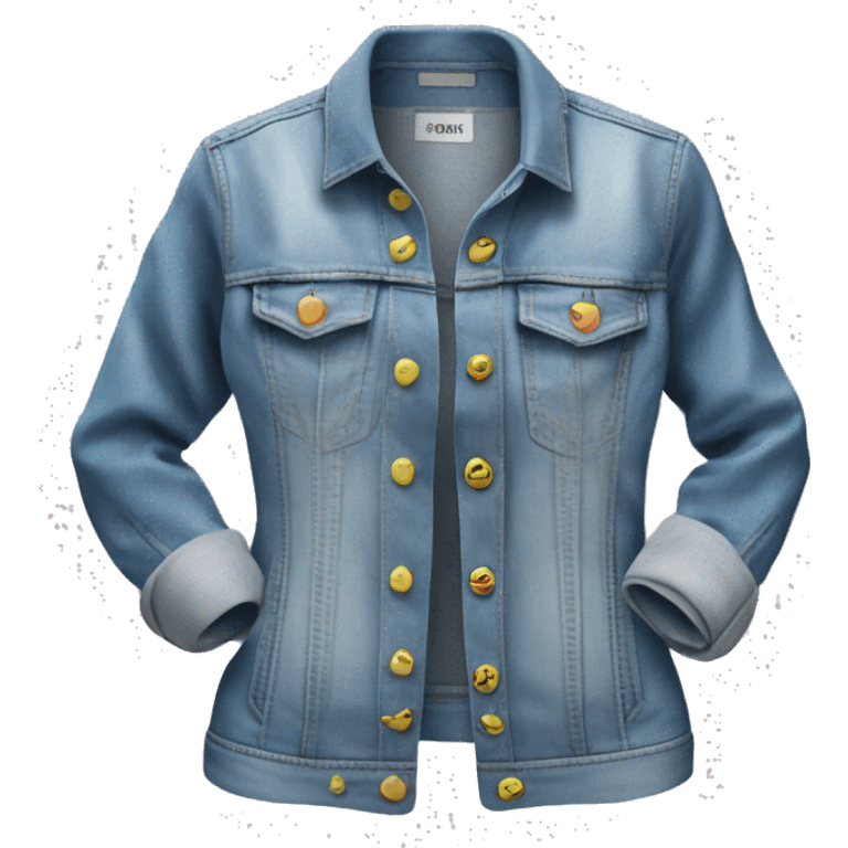 Hyper Realistic isolated open feminine light denim fashion jacket with sleeves rolled up. emoji