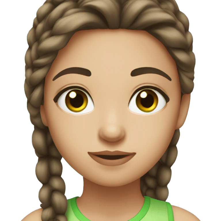 make a girl with brown hair green eyes and light black eyebrows emoji