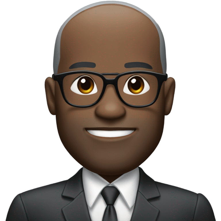 deon sanders with round face and suit and glasses and buzz cut and small eyes and over 50 small gray bearded receding hairline and small black eyes emoji