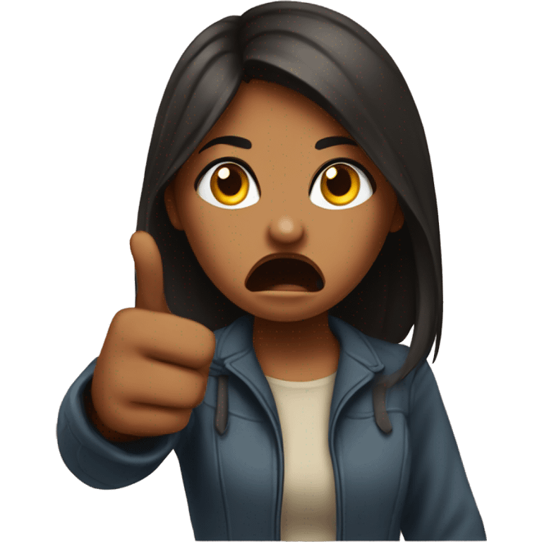 a girl pointing a finger towards someone in rAGE and anger the girl is fair emoji