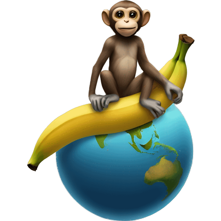 Monkey on top of banana planet emoji