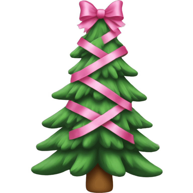 Christmas tree with a pink bow on top emoji