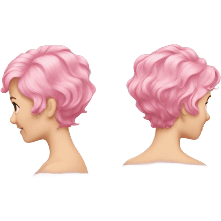 Pink wavy short hair back view emoji