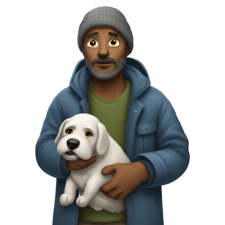 homeless man with dog emoji