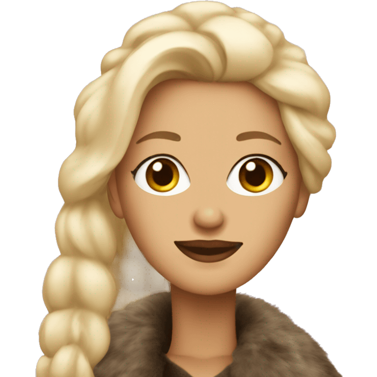 Blonde woman in fur coat emoji