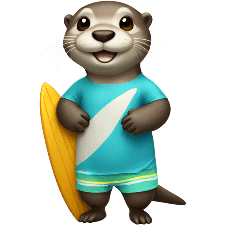 cute otter deguised as a surfer emoji