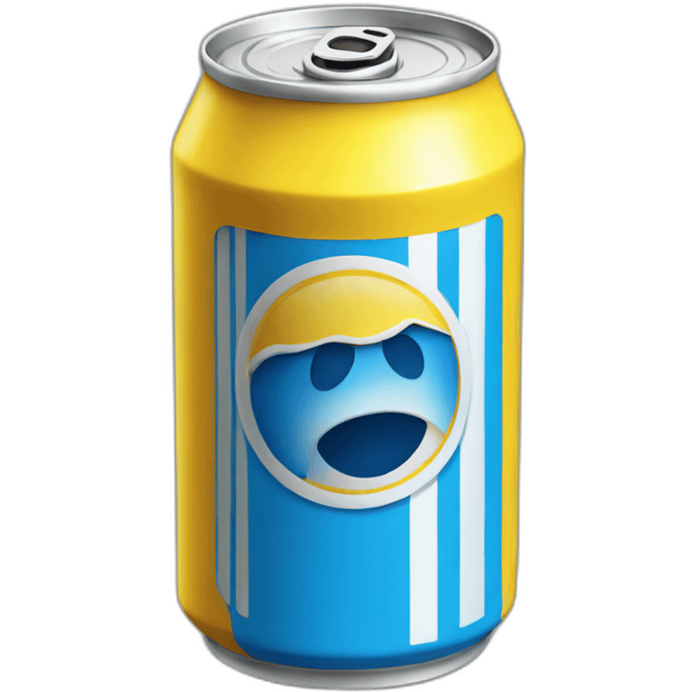 Yellow soda can with blue stripe emoji