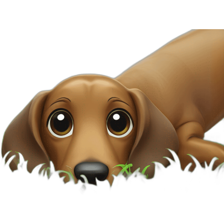 Sausage dog eating grass emoji