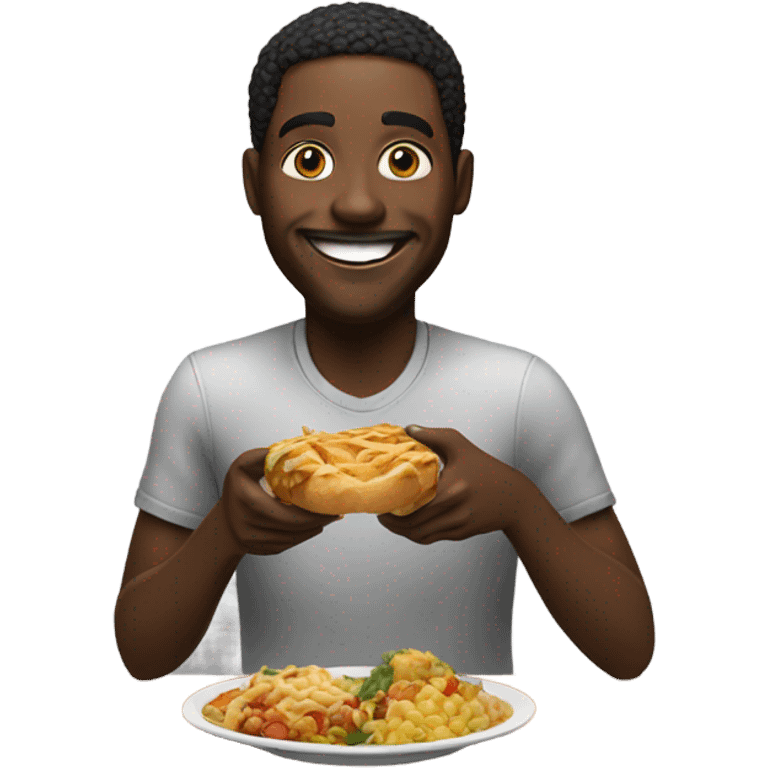 Black guy having a nice meal emoji