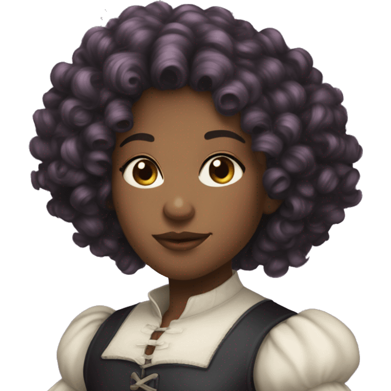 Three musketeers dark black women lilac curly hair emoji