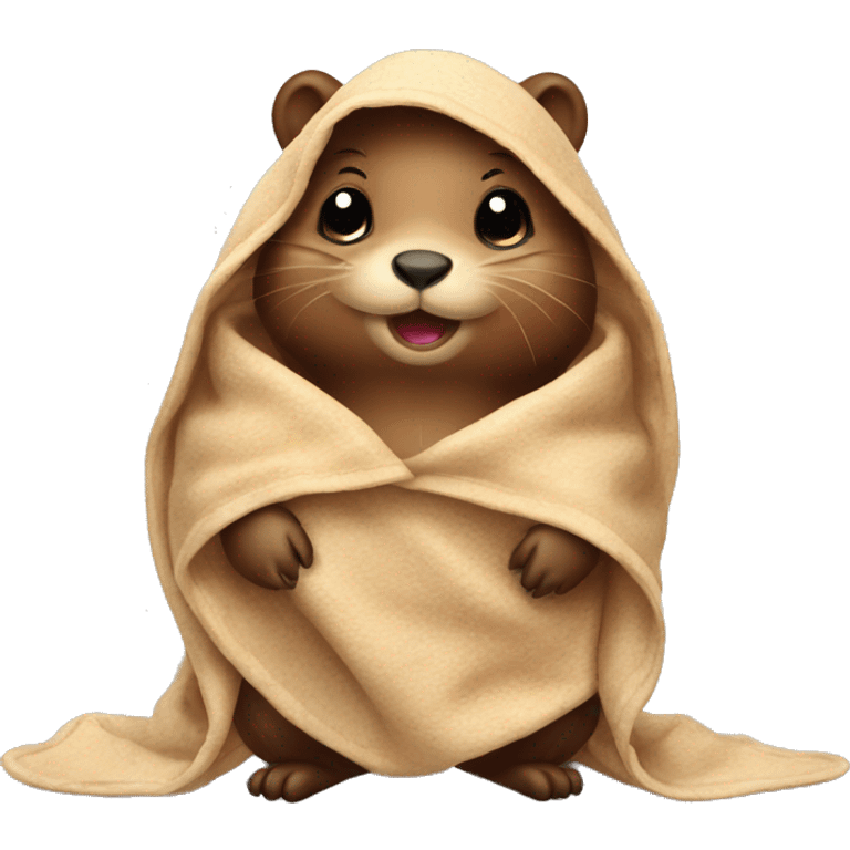 Baby beaver in a blanket emoji