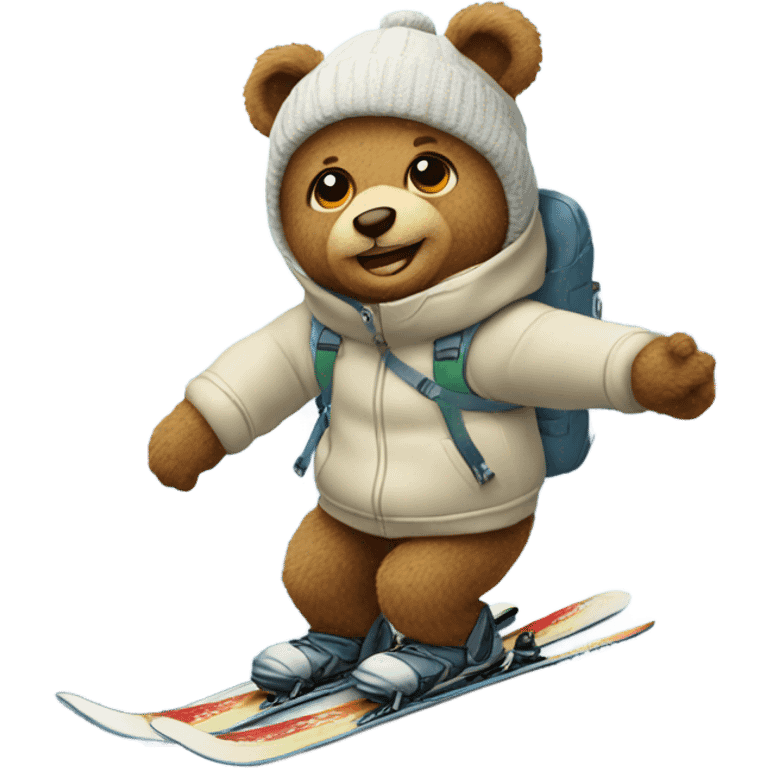 Teddy bear skiing emoji