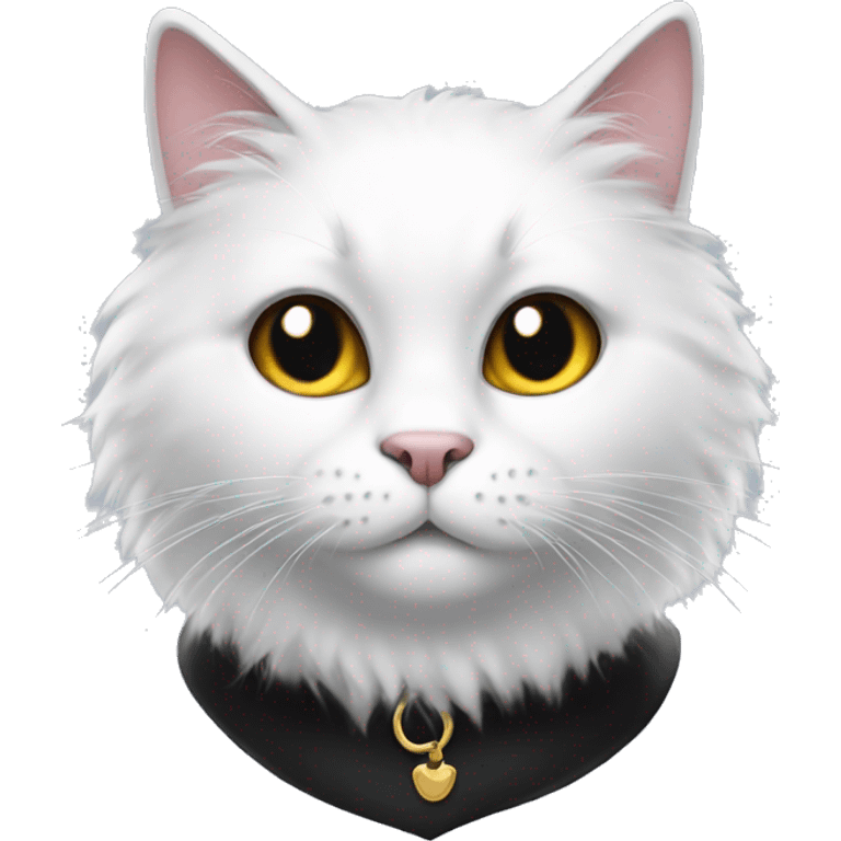 Black cat with a white fur on neck emoji