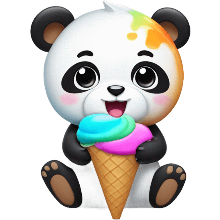 Panda eating ice cream emoji