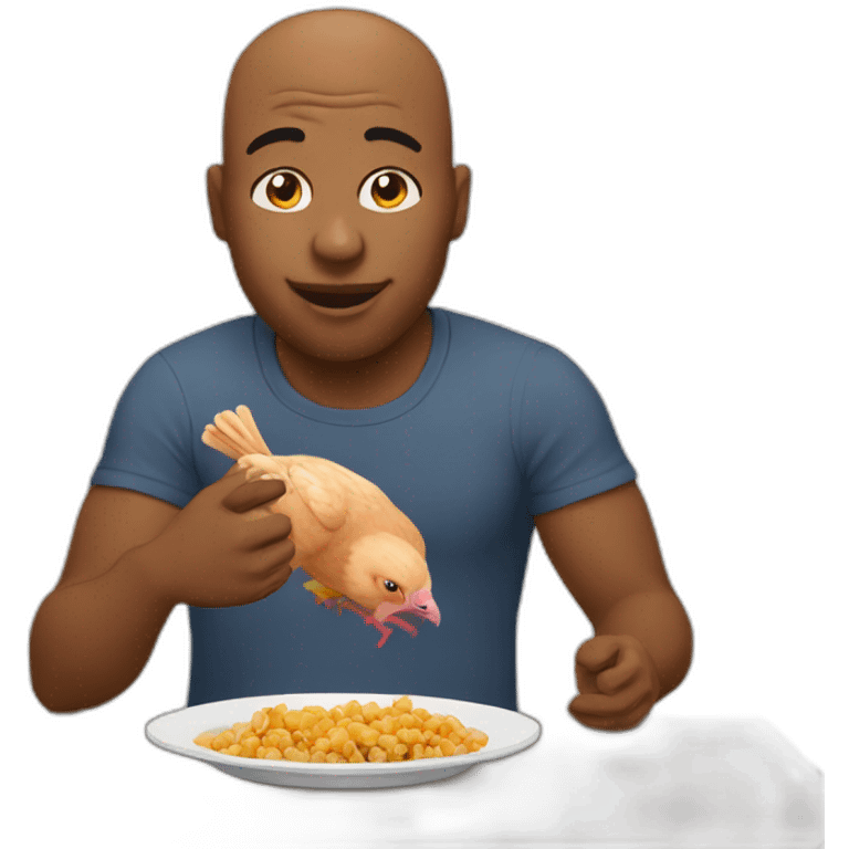 Bald black guy eating chicken emoji