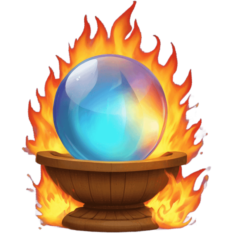 fortune telling ball in fire emoji