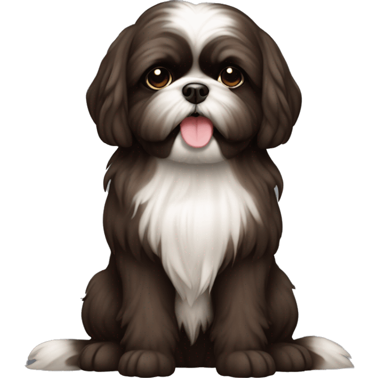 Dark brown shih tuz dog emoji