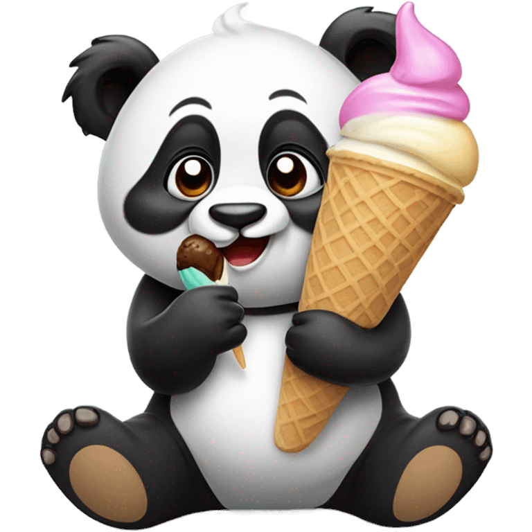 Panda eating ice cream emoji