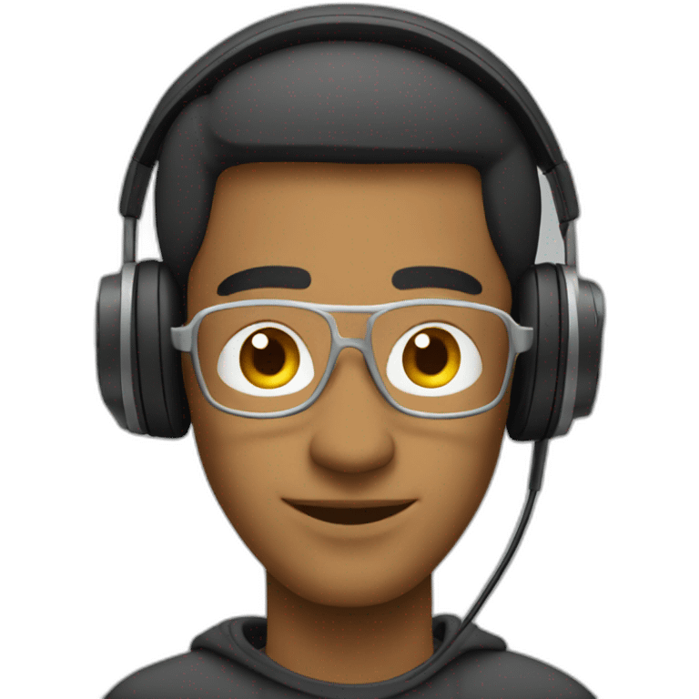 comfortable man listening to music with over ear earbuds emoji