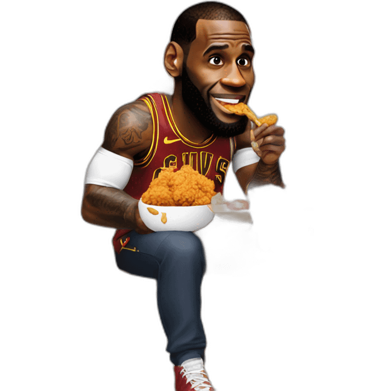 Lebron James eating fried chicken emoji