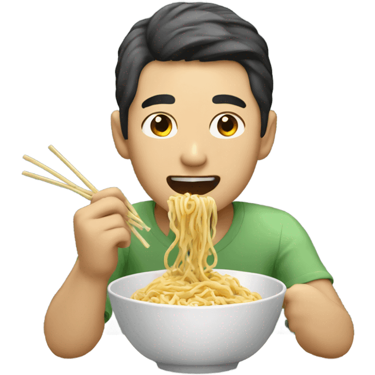 Asian man eating noodles emoji