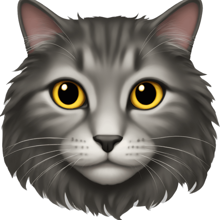 Black domestic longhair cat emoji