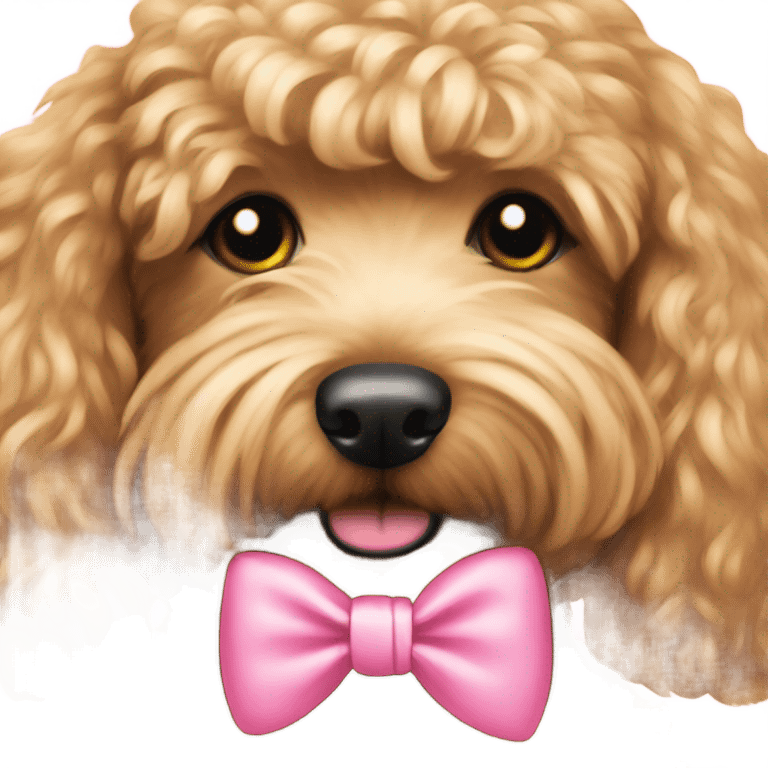 Golden doodle pink hair bow emoji