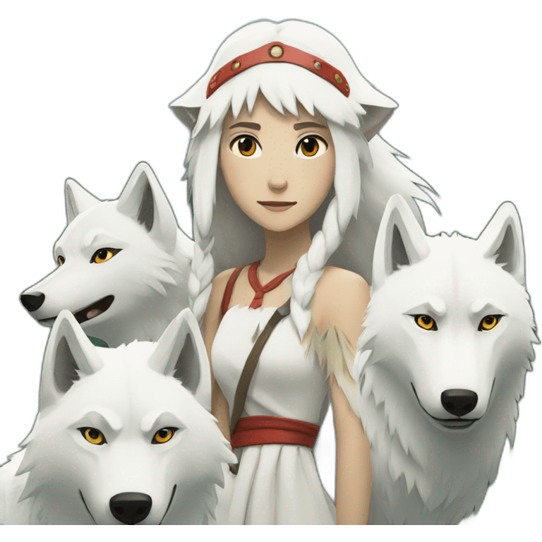 Princess Mononoke and white wolves emoji