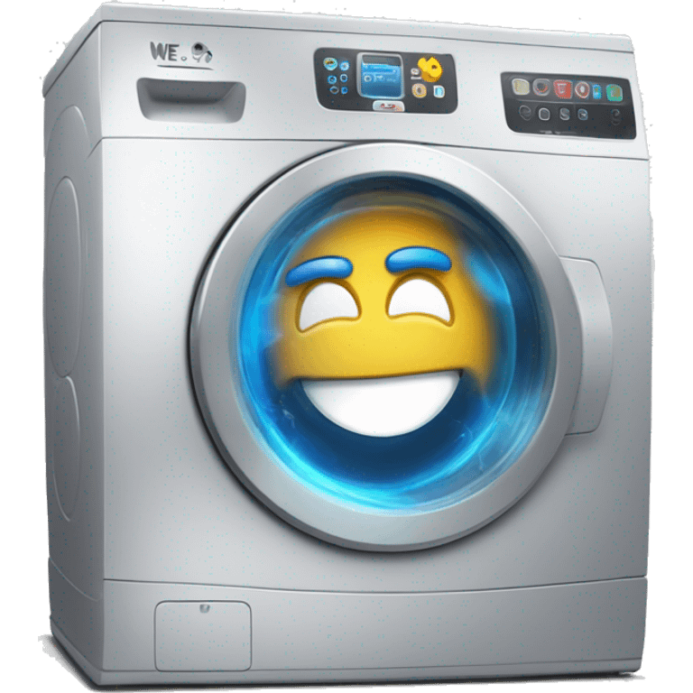 we are electromenager brand, the icon is a washing machine. We want to create a washing machine with smile, thumb up, angry, love,... emoji