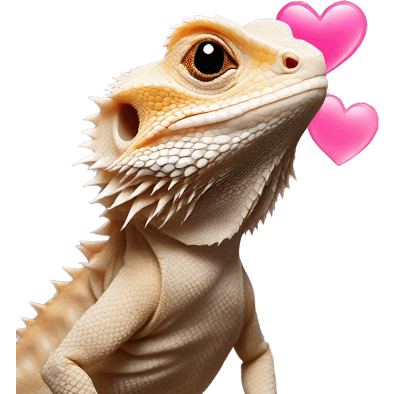 Bearded dragon with pink hearts emoji