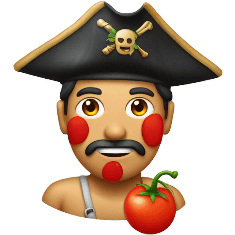 un pirata con gorra de un tomate emoji