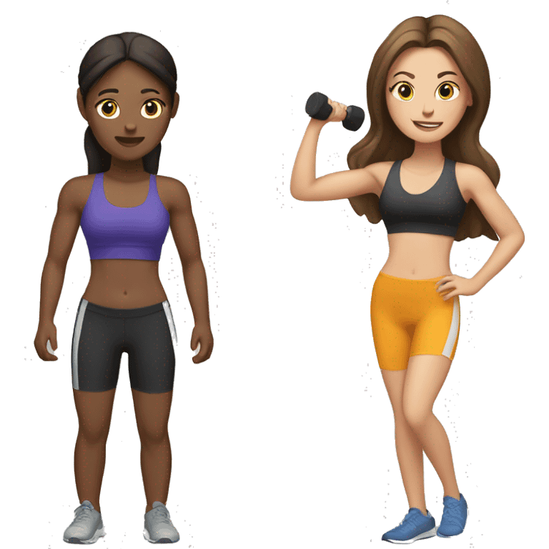 Two brunette white girls working out emoji