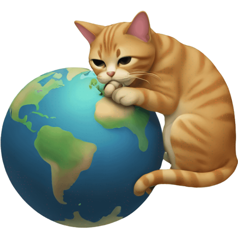 Cat eating earth emoji