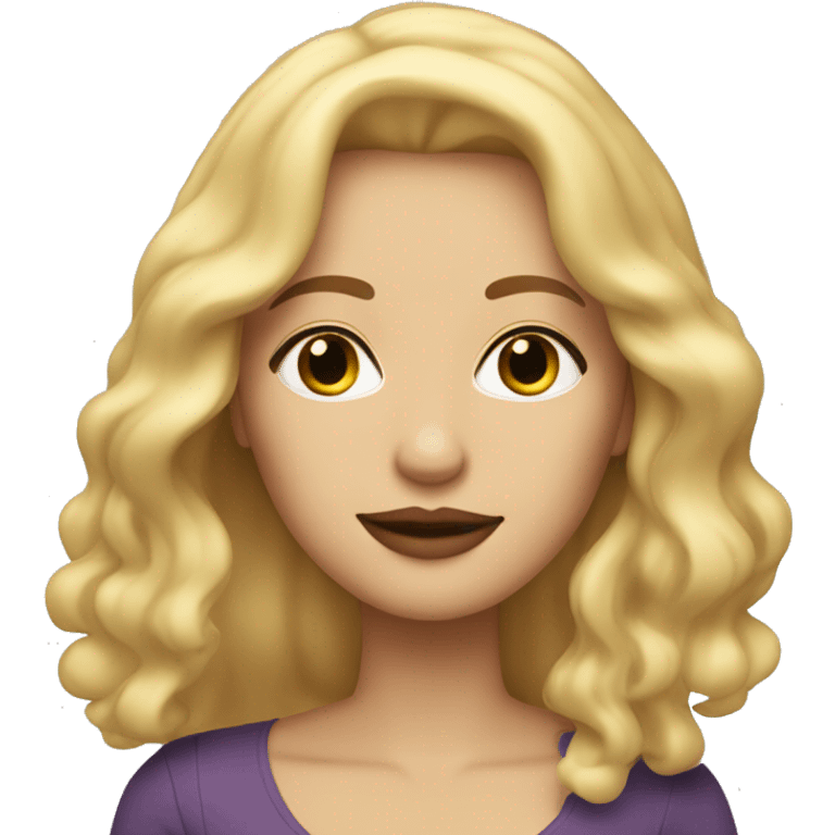 Generate an emoji of a blonde woman with straight, wavy hair and light lips emoji