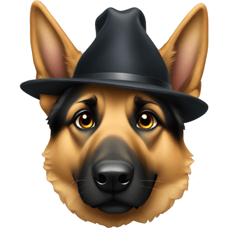 German shepherd with hat emoji