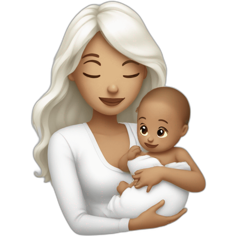 Femme blanche avec un bébé  emoji