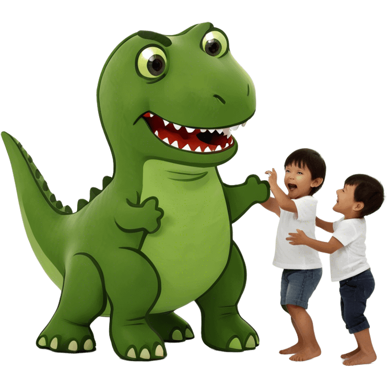 Kids playing with dino  emoji