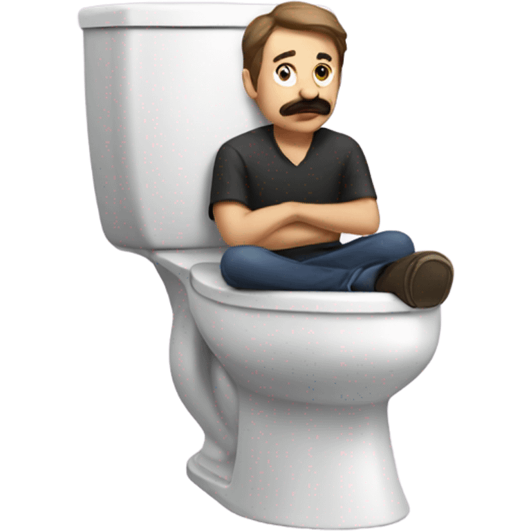 Guy with mustache on toilet emoji