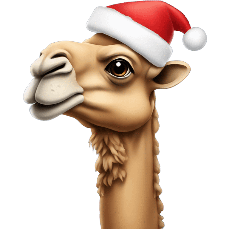 Camel with Christmas hat emoji