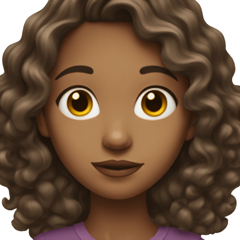 A mid toned skin coulerd girl with really wavy hair that is brunet emoji