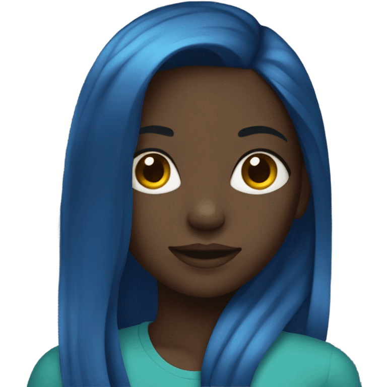 Black girl with long blue hair emoji