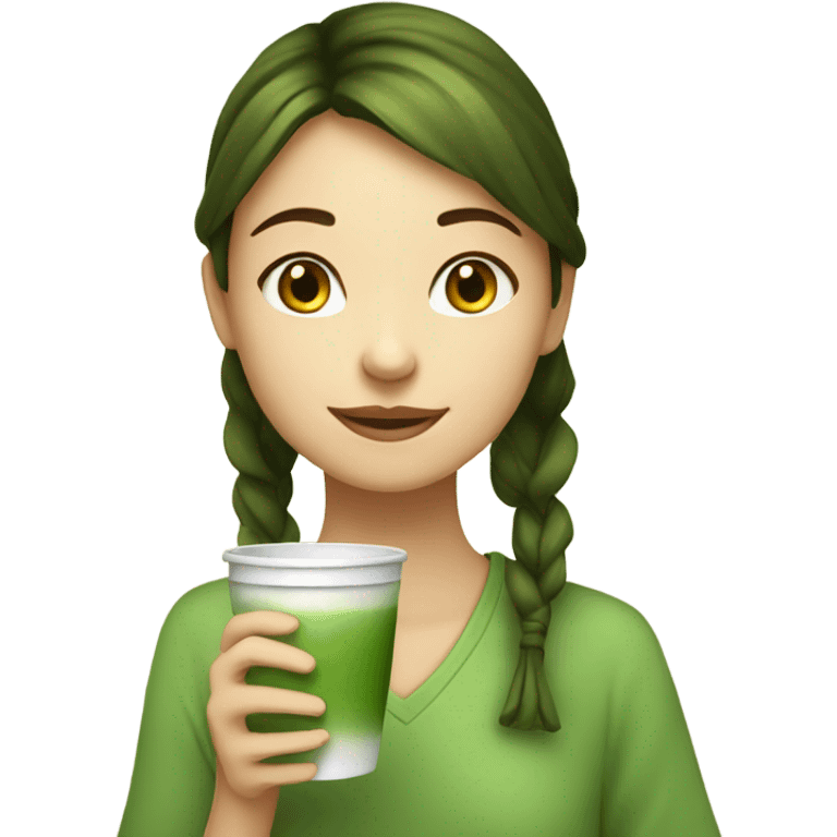 Girl drinking matcha  emoji