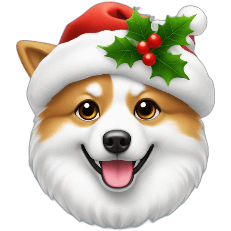 Japanspitz mit weihnachtsmütze emoji