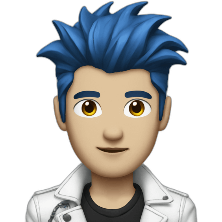 Punk man with white leather jacket with dark blue hair emoji