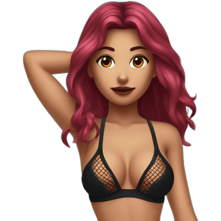 Katarina posing legs in fishnet bikini sfw emoji