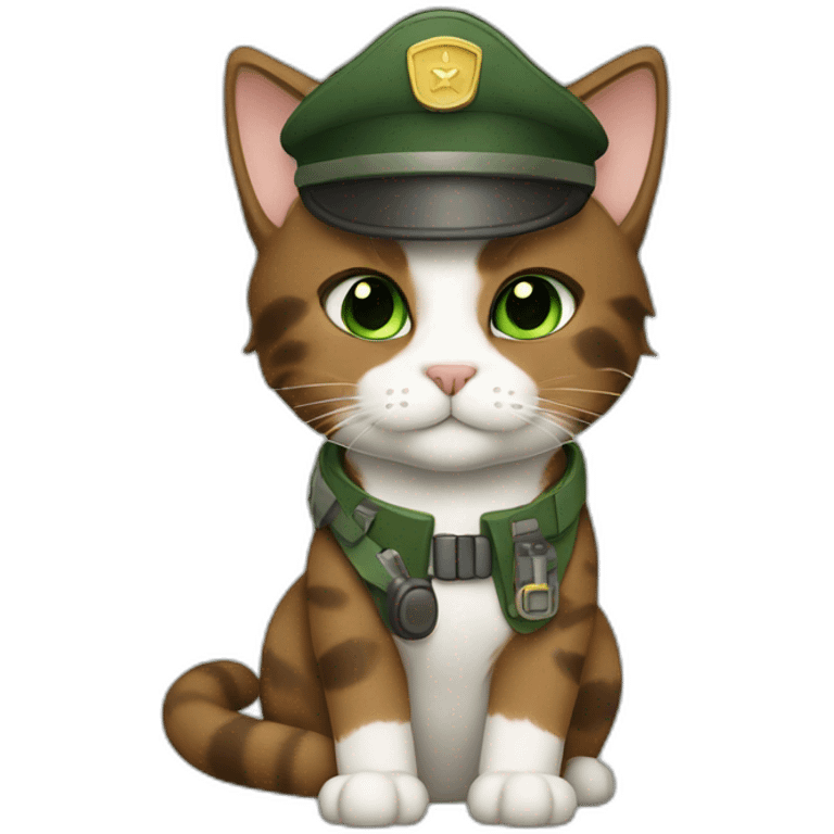 dusty brown brown calico cat without any white and with green eyes dressed as a pilot emoji