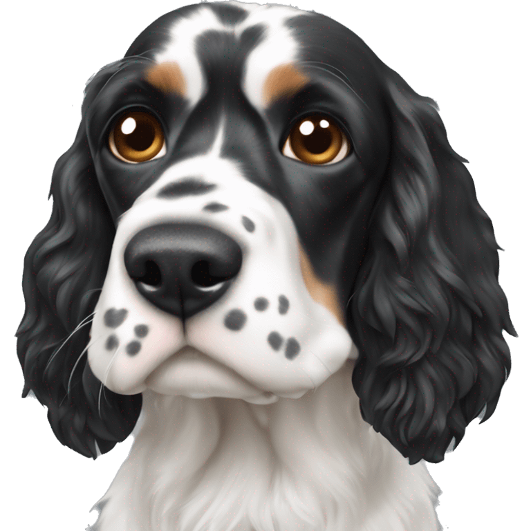 black and white english cocker spaniel with nose spots  emoji