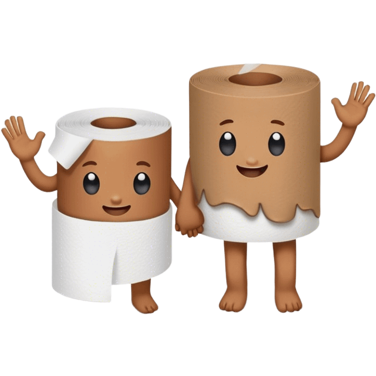 poo and white toilet paper holding hands emoji