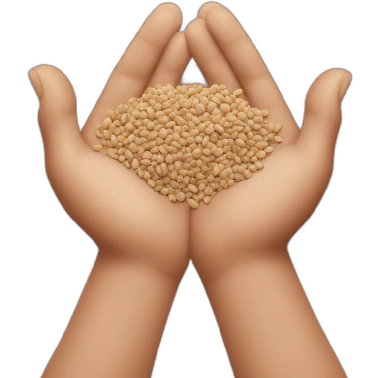 Two hands in palms hold out a handful of buckwheat kernels emoji