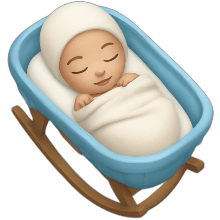 light skin blue eyes newborn sleeping in cradle emoji